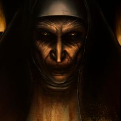 Original Enchantment 2 oil painting, The Curse of the Nun, Horror portrait, Hand painted