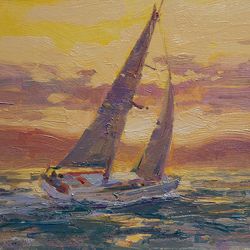 Yachting Sailing Ship Adriatic sea Oil Painting Nautical Wall Art
