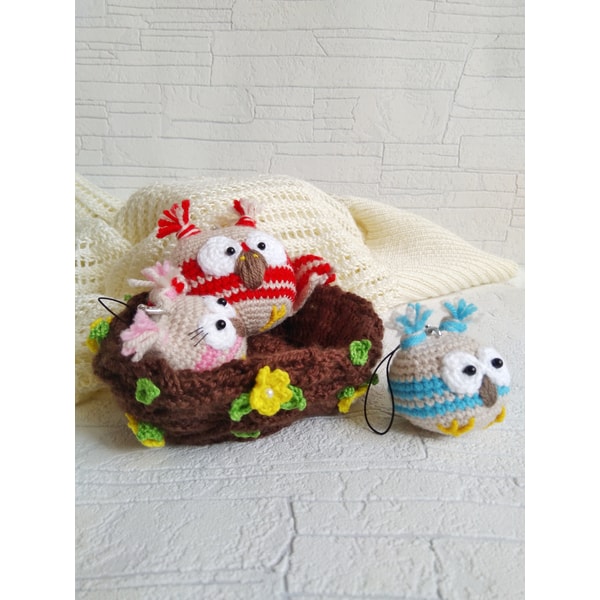 Crochet Pattern Owls Family In The Nest, Spring Decor croche | Inspire ...