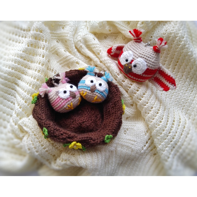 Crochet Pattern Owls Family In The Nest, Spring Decor croche | Inspire ...