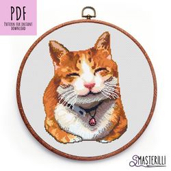 Smiling cat cross stitch pattern PDF JPG , meme cross stitch, kitty cross stitch, ginger cat cross stitch pattern