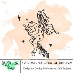 mystic frog svg, celestial frog with stars svg, witchy svg, halloween svg, mystical svg png clipart, boho moo