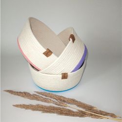 cotton basket, cord basket, storage organization