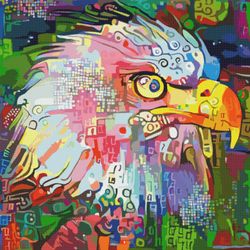 pdf counted cross stitch pattern | colorful eagle | 6 sizes
