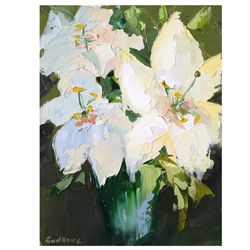 lily flower painting floral original art small oil painting wall art