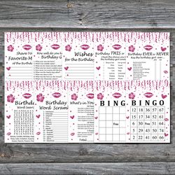 Pink glitter Birthday Party Games bundle,Adult birthday games package,Printable Birthday Games,INSTANT DOWNLOAD