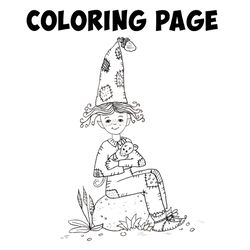 Coloring page Gnome with little Mouse