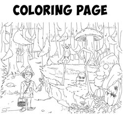 Coloring page Gnome in Mushroom's Forest