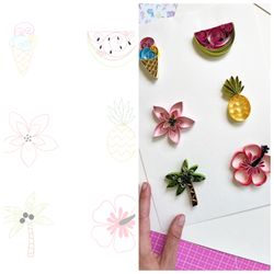 Set of patterns for Quilling - Summer icons - Tropical mood