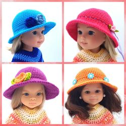 Crochet Pattern for Hats in 2 sizes for Dolls like Paola Reina, Wellie Wisher and similar dolls.