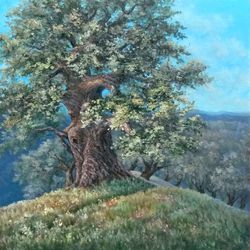 Oak Tree Painting California Landscape Original Art 16 x 16 National Park Art