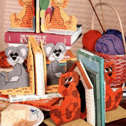 Digital | Vintage Plastic Canvas Pattern Animal Bookends | Plastic Canvas 7-Mesh | ENGLISH PDF TEMPLATE