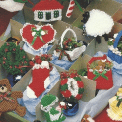 Digital | Vintage Plastic Canvas Pattern Christmas Tree Ornaments | Plastic Canvas 7-Mesh | ENGLISH PDF TEMPLATE