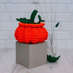 Crochet basket pumpkin Halloween Thanksgiving, PDF pattern, digital instant download
