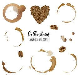 Coffee Stain Clipart. Real coffee rings and drops 11 PNG