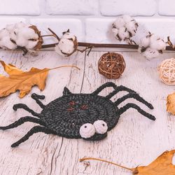 Crochet coaster spider 3D Halloween, Thanksgiving, PDF pattern, digital instant download