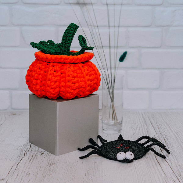 Crochet-pattern-spider-holder-Halloween-coaster-4