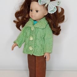Paola Reina doll clothes pattern, Knitted jacket for 13 inch dolls. Knitting tutorial step by step