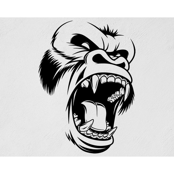 Angry Gorilla Face Head Ferocious Sticker Popular
