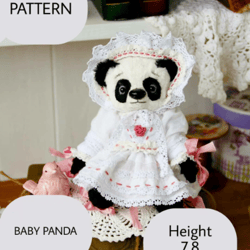 BABY PANDA PATTERN PDF Handmade Artist Collectible Teddy Bear OOAK Vintage Stuffed animal toys bear plushinnes