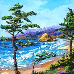 Oregon Painting Original Art Cannon Beach Painting Coast Drawing Wall Art