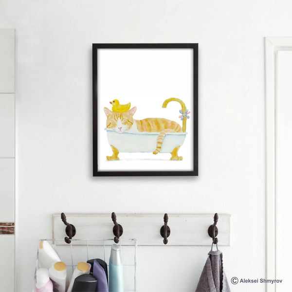 Orange White Cat Print Cat Decor Cat Art Home Wall-22.jpg