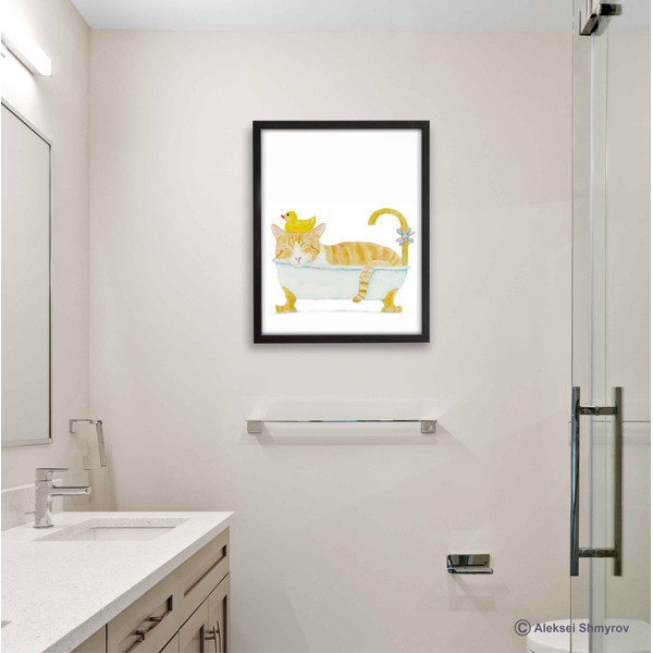 Orange White Cat Print Cat Decor Cat Art Home Wall-23.jpg