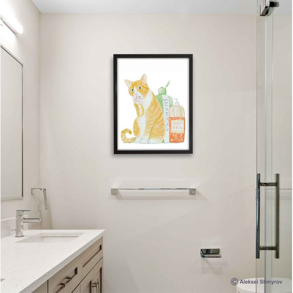 Orange White Cat Print Cat Decor Cat Art Home Wall-26.jpg