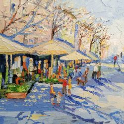 paris painting france original art cityscape artwork french cafe hanging painting summer landscape