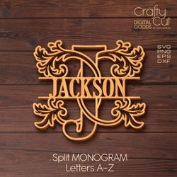 split letter swirl monogram, alphabet  svg files for cricut, silhouette, glowforge, laser cutter files