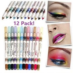 12 Color Glitter Eyeshadow Lip EyeLiner Eye Shadow Pencil Shimmer Pen Makeup Set makeup pencil