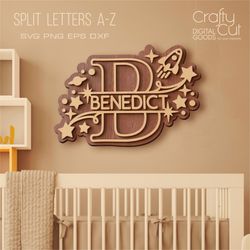 Split Baby Name Monogram Letters, Split Alphabet svg files, Newborn gift