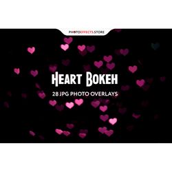 28 Heart Bokeh Photo Overlays