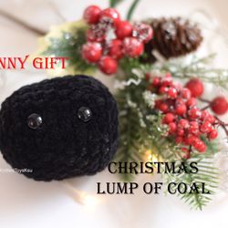 lump of coal, coal gift Santas coal Christmas gift, plush lump of coal funny xmas gift set of 3 toys by KnittedToysKsu