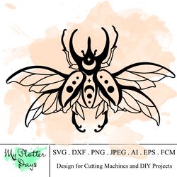 Celestial bug SVG, Celestial Beetle svg, Mystical moth SVG, Magic Insect svg png clipart, Boho moon phases svg Butterfly