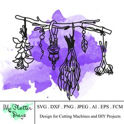 plants svg, herbs svg, witch herbs svg, spell svg, magic svg, gothic svg, green witch clip art, wizard svg, garlic svg,