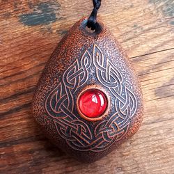 Druid flute "Element of Fire" red inlay / natural major ocarina/ ceramic musical instrument