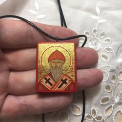 Spiridon of Trimifunt | Hand painted icon | Orthodox icon | Christian icon | Icon pendant