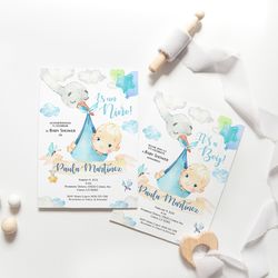 boy baby shower invitation, printable baby shower invitation, es nino invitacion, spanish baby shower invitation es nino