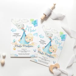 Boy Baby Shower Invitation, Printable Baby Shower Invitation, Es Nino Invitacion, Spanish Baby Shower Invitation Es Nino