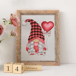 Valentine's Day girl, Cross stitch pattern, Counted cross stitch, Valentine's Day cross stitch