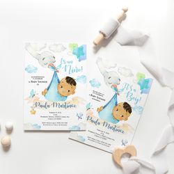 spanish baby shower invitation, printable baby shower invitation, es nino invitacion, boy baby shower invitation es nino