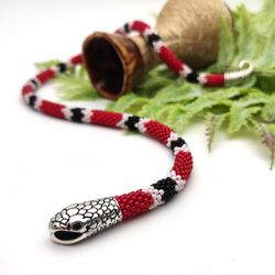 Snake choker Ouroboros necklace Red snake necklace Beaded choker Christmas gifts for women