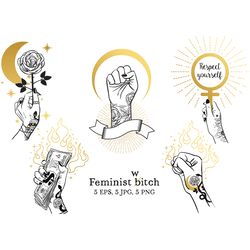 Digital files. Feminist witch. 5 illustrations