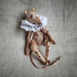 Creepy rat. Collectible creepy doll rat. Gothic rat figurine.