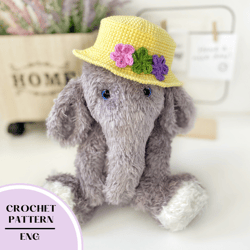 Crochet Plush Elephant pattern PDF. Amigurumi pattern animal toy