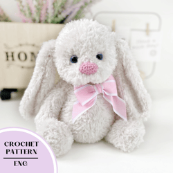 Crochet teddy bunny pattern. Amigurumi plush rabbit animal PDF