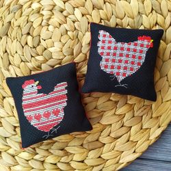 Cross stitch pin cushion, 2 pcs