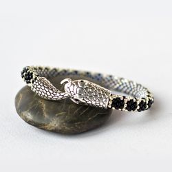 Snake bracelet, Ouroboros, Unisex bracelet, Beaded bracelet, 21st birthday gift for her, Mothers day gift