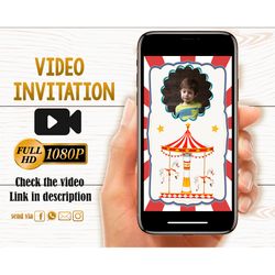 animated circus birthday invitation circus invitation video amusement park party invite carousel drive by birthday party